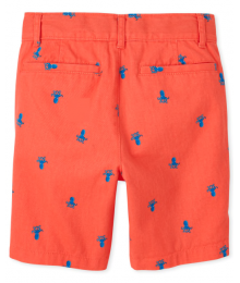 Childrens Place Coral With Navy Print Chino Shorts